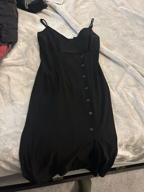 Rolla Coster Black Midi Slip Dress with Front Buttons